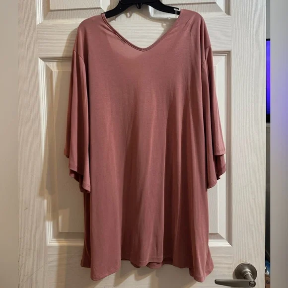 NWOT- JODIFL Women's Long Sleeve V-Neck Top - Dusty Rose - Picture 2 of 4